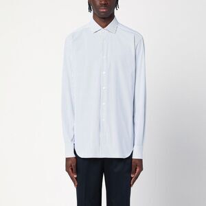 Xacus Men's White Shirt With Blue Stripes